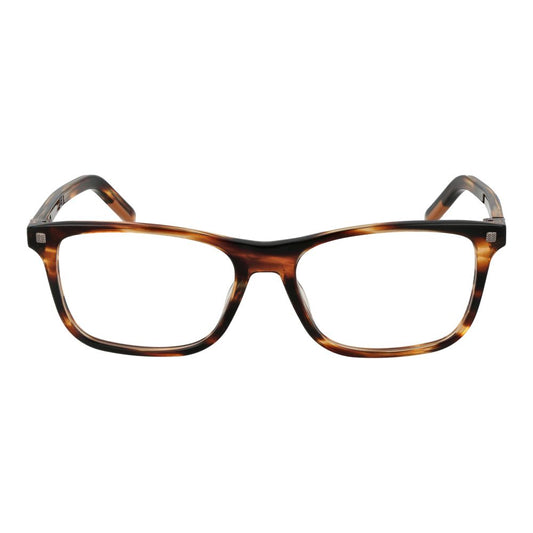 Ermenegildo Zegna Brown Men Glasses Frame, acetate full-rim style, rectangle shape, demo lenses, size 56-17-145, with branded case.