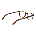 Ermenegildo Zegna Brown Men Glasses Frame with acetate material and full-rim rectangle design, shown in side perspective.
