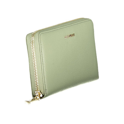 Coccinelle Green Leather Women Wallet with zip closure and logo