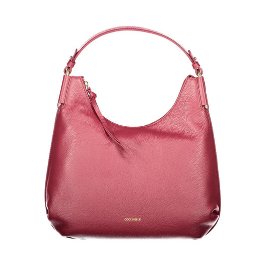 Coccinelle Purple Leather Women Handbag featuring a chic design with removable handle and adjustable strap, ideal for fashion-forward individuals.