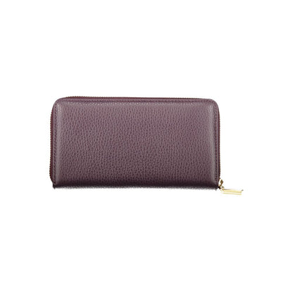 Coccinelle Purple Leather Women Wallet with zip closure and Italian design. Elegant and functional accessory for stylish organization.