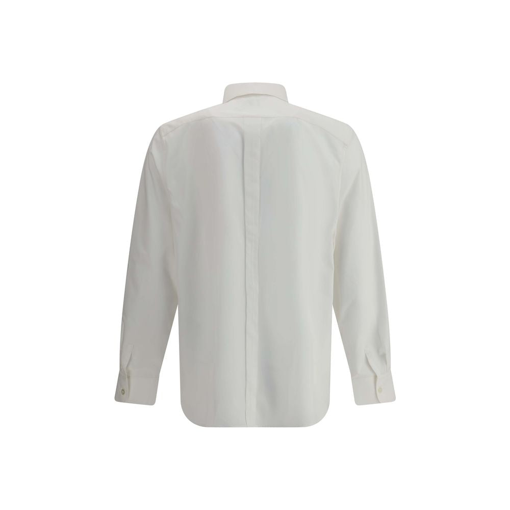 Back view of Saint Laurent White Cotton Dress Shirt with classic collar and concealed button front for an elegant, sophisticated look.