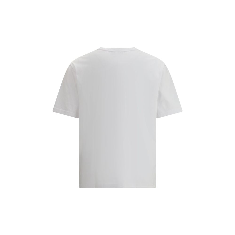Back view of Maison Kitsuné White Cotton T-Shirt featuring iconic Standing Fox embroidery and comfortable fit with ribbed crew neck.