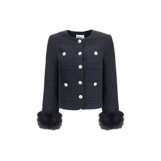 Self-Portrait Fur cuffed Jacket SE-AW25088JBBLACK-10
