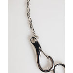 Close-up of Dolce & Gabbana Silver DG Logo Key Holder Keychain Bag Charm Keyring featuring a silver-tone lobster clasp on a chain.