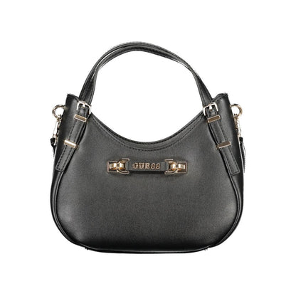 Guess Jeans Black Polyethylene Women Handbag with adjustable handles and detachable strap, ideal for a versatile and fashionable look.