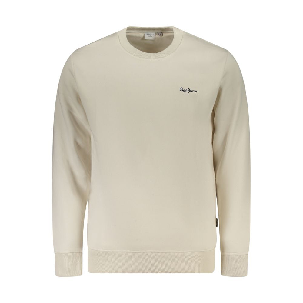 Pepe Jeans White Cotton Men Sweater with small logo, crew neck design, made from sustainable cotton, casual and contemporary look.