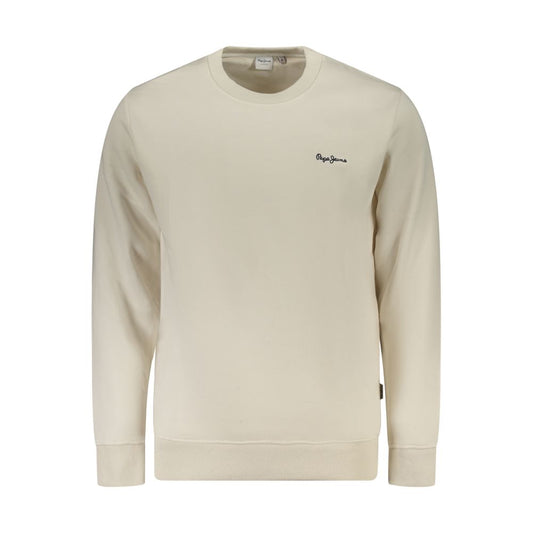Pepe Jeans White Cotton Men Sweater with small logo, crew neck design, made from sustainable cotton, casual and contemporary look.