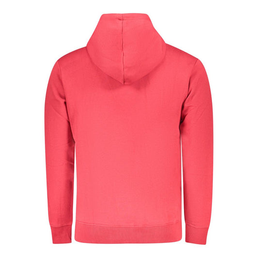 Pepe Jeans Red Cotton Men Sweater featuring a cozy hooded design, crafted from sustainable cotton for comfort and style.