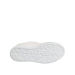 Sole view of Dolce & Gabbana White Miami Leather Low Top Sneakers Shoes with logo detail.