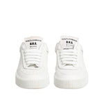 Dolce & Gabbana White Miami Leather Low Top Sneakers Shoes, front view showcasing sleek design and branding.