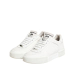 Dolce & Gabbana White Miami Leather Low Top Sneakers Shoes with minimalist design and durable rubber sole for everyday comfort and style.