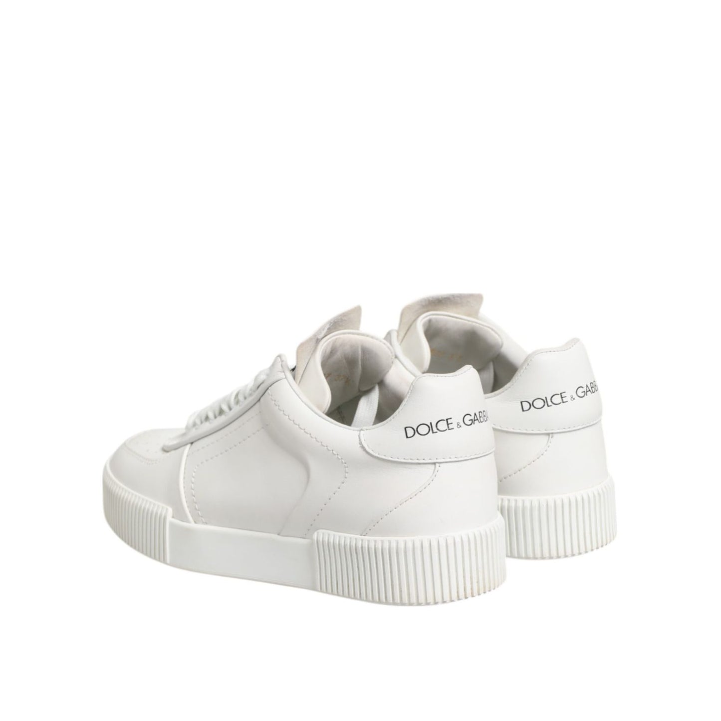 Dolce & Gabbana White Miami Leather Low Top Sneakers Shoes showcasing luxury design with subtle branding and Italian craftsmanship