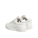 Dolce & Gabbana White Miami Leather Low Top Sneakers Shoes showcasing luxury design with subtle branding and Italian craftsmanship