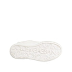 Bottom view of Dolce & Gabbana White Miami Leather Low Top Sneakers Shoes showing logo on rubber sole.