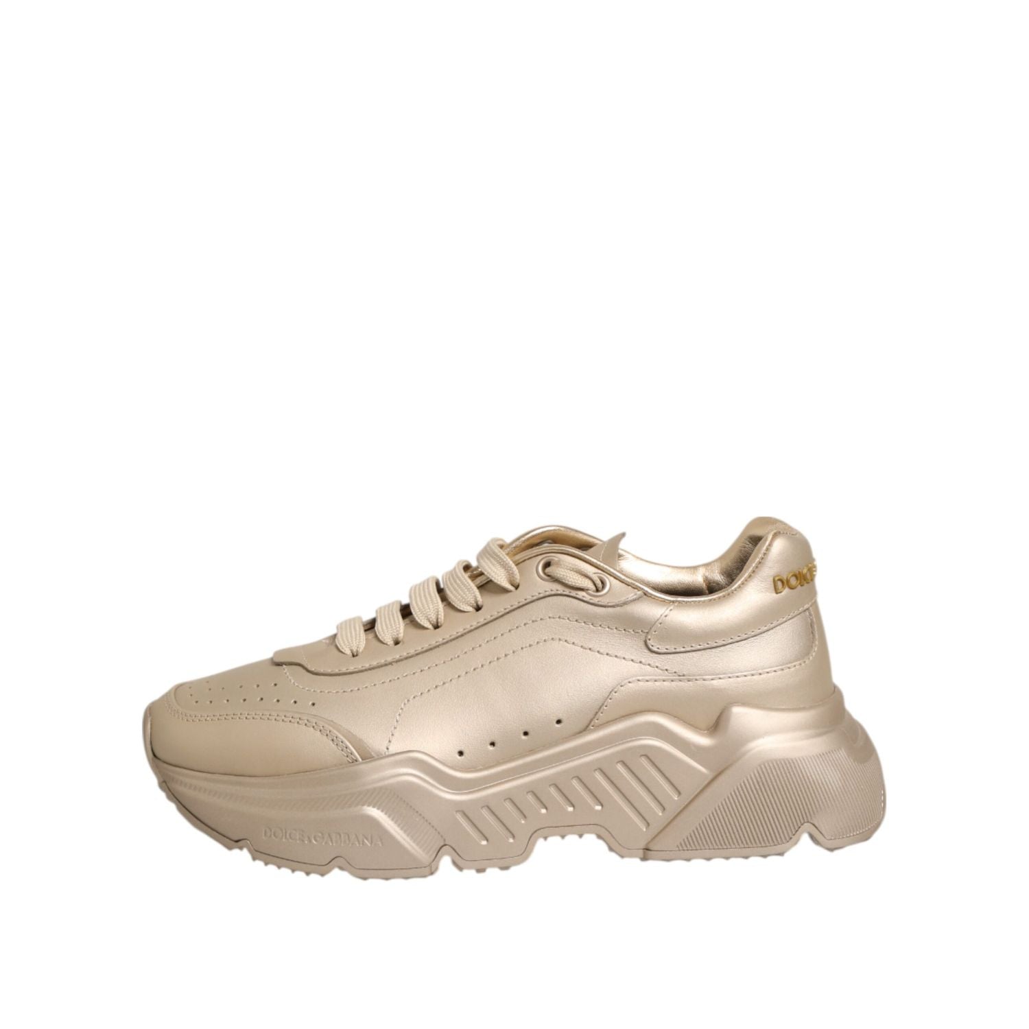 Dolce & Gabbana Gold Leather Daymaster Women Sneaker Shoes