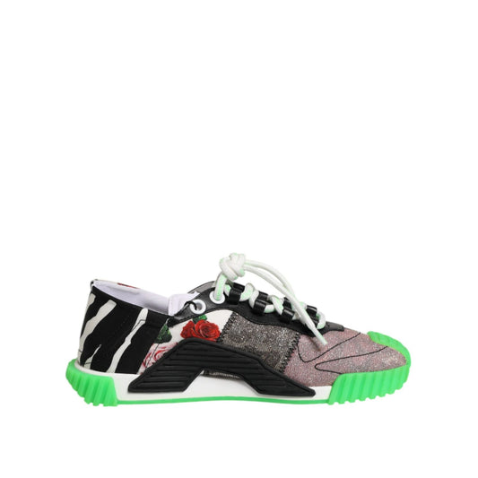 Dolce & Gabbana Multicolor DG Logo Leopard Cherry Sneaker Shoes