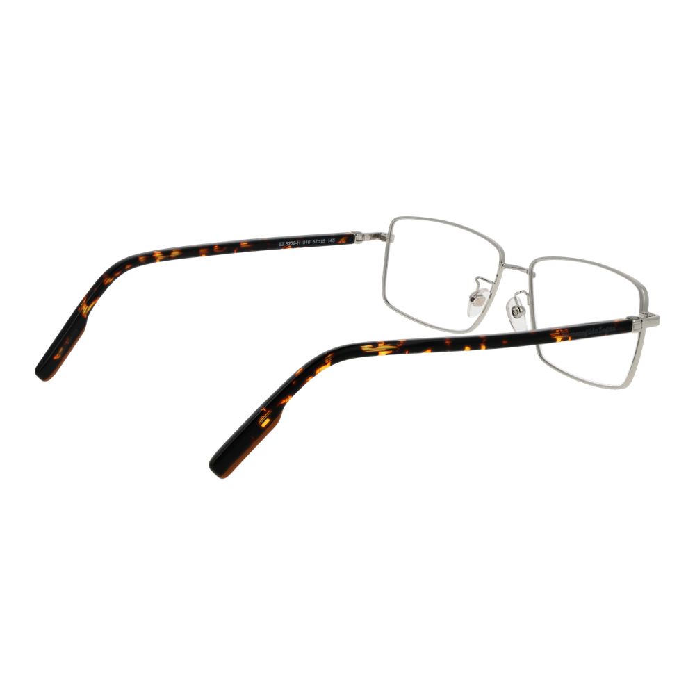 Ermenegildo Zegna Silver Men Glasses Frame in full-rim metal, rectangle style, includes branded case, size 57-15-145.