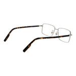 Ermenegildo Zegna Silver Men Glasses Frame in full-rim metal, rectangle style, includes branded case, size 57-15-145.