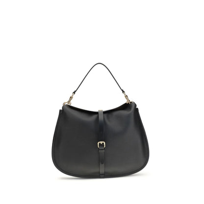 Etro Black Calf Leather Bos Taurus Shoulder Bag with removable handle and magnetic closure.