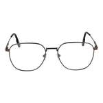 Ermenegildo Zegna Gray Men Glasses Frame in gunmetal titanium, full-rim geometric eyewear with demo lenses, size 54-18-145.