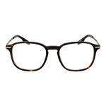 Ermenegildo Zegna Brown Men Glasses Frame in acetate with square full-rim design, 52-18-145 size, demo lenses, includes branded case.
