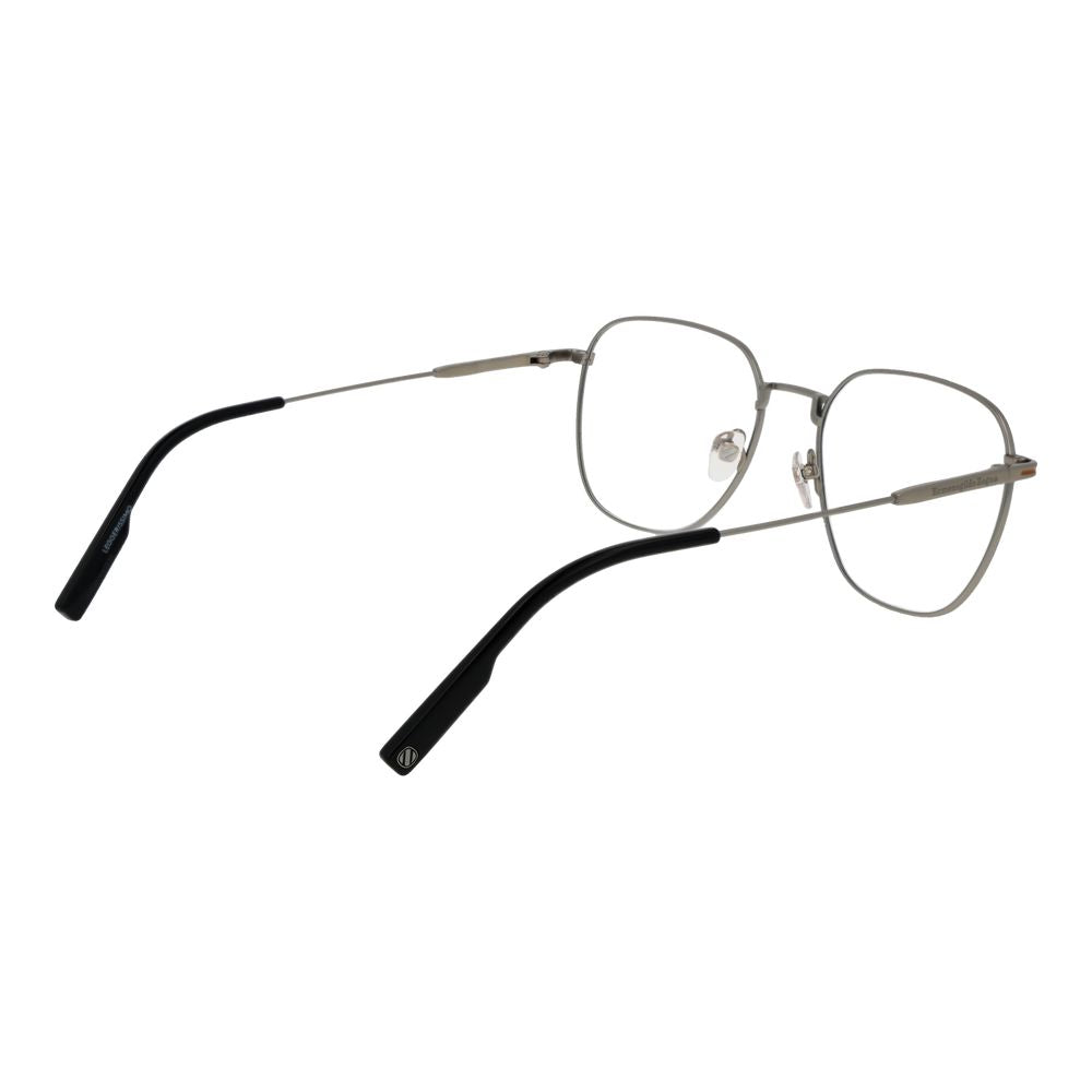 Ermenegildo Zegna Silver Men Glasses Frame in titanium with full-rim geometric design, size 54-18-145, including branded case.