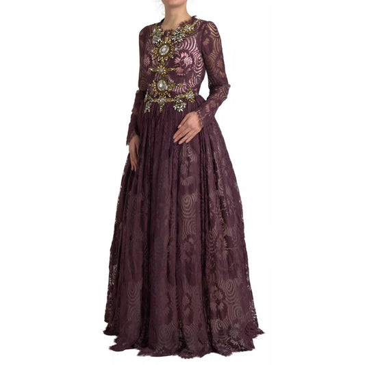 Dolce & Gabbana Purple Viscose Crystal A-Line Gown Dress DR28932-46