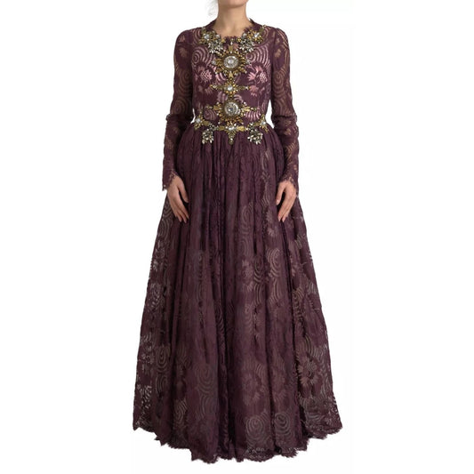 Dolce & Gabbana Purple Viscose Crystal A-Line Gown Dress DR28932-46