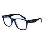 Fila Blue Men Glasses Frame full-rim square cellulose acetate with demo lenses, model 54-18-140, no hinge, UVA/UVB protection