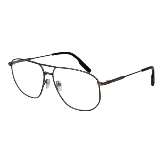 Ermenegildo Zegna Gray Men Glasses Frame in titanium with a full-rim aviator style, offering 100% UVA&UVB protection.