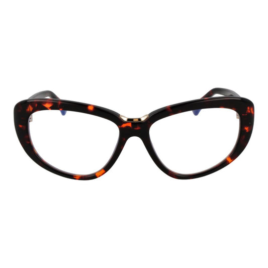 Max Mara Brown Women Glasses Frame in acetate, geometric style, full-rim with demo lenses, size 56-16-145, includes branded case.