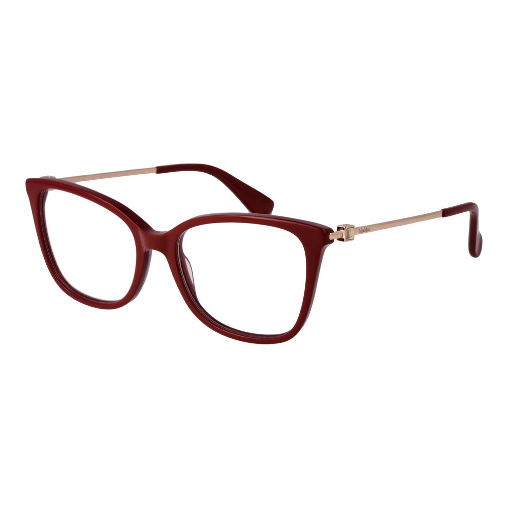 Max Mara Red Women Glasses Frame in full-rim acetate with demo lenses, cat eye style, model includes branded case, frame width 140mm.