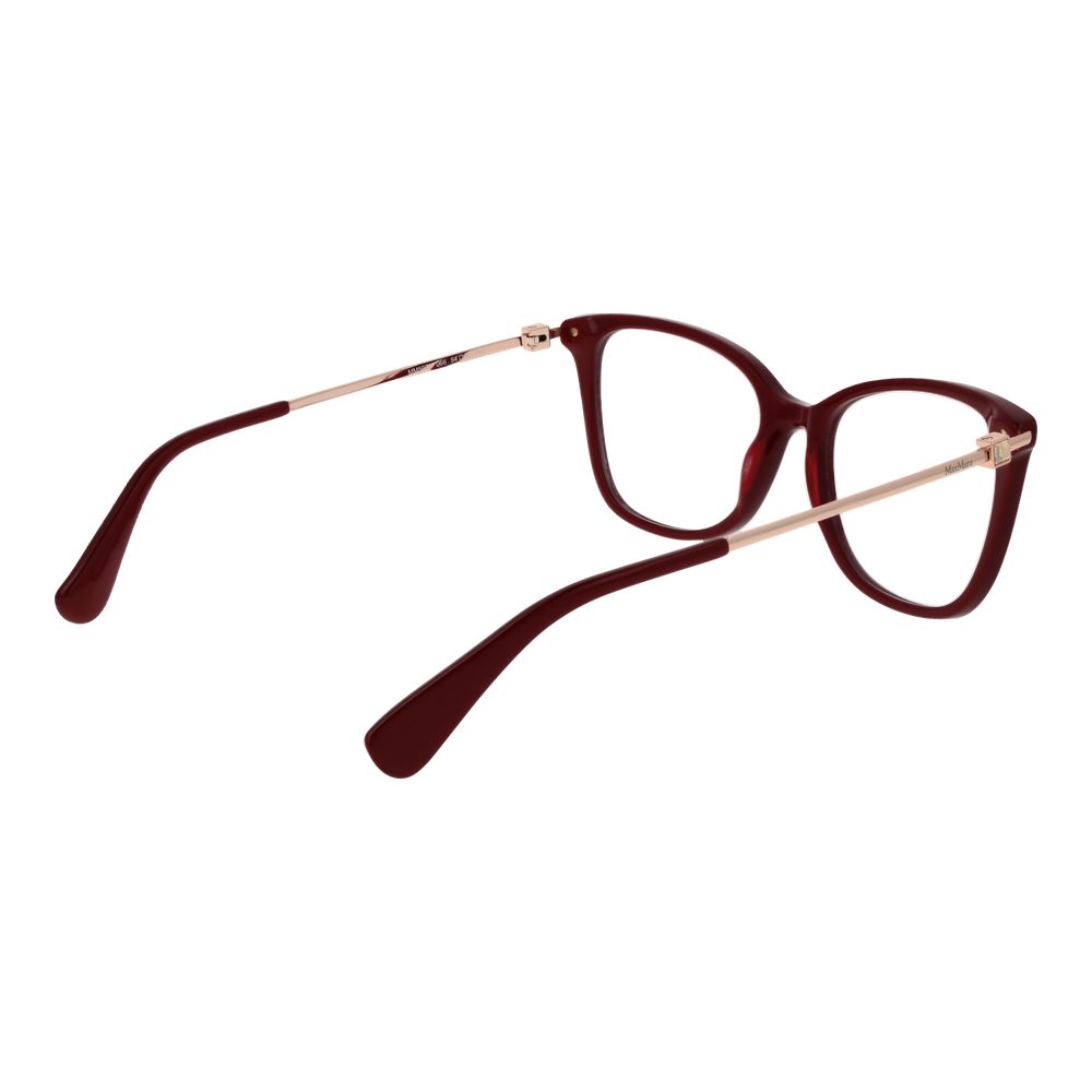 Max Mara Red Women Glasses Frame, acetate cat eye design with full-rim and red color, features demo plastic lenses for fashion-forward style.
