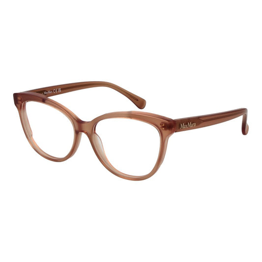 Max Mara Brown Women Glasses Frame, acetate full-rim cat eye design, demo lenses, includes branded case, size 54-15-140.