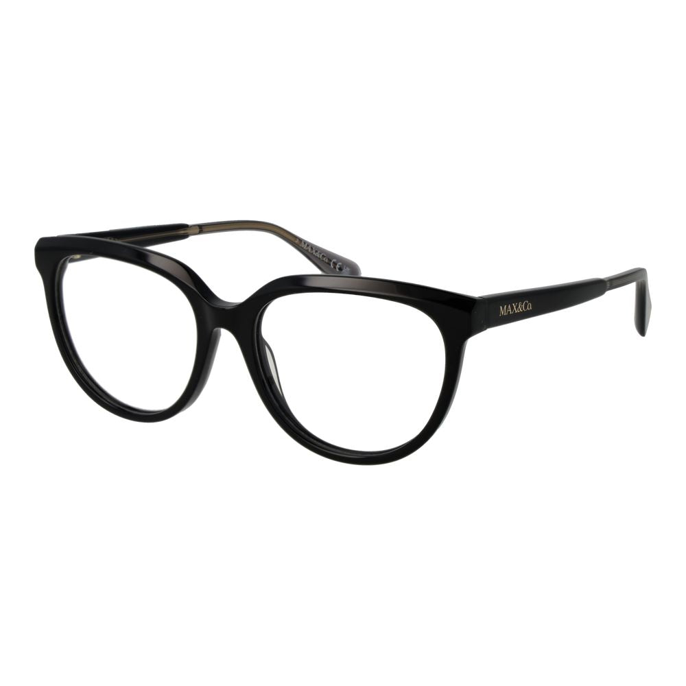 Max & Co Black Women Glasses Frame, full-rim acetate design with demo lenses, 53-16-140 size, includes branded case.