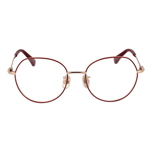 Max Mara Red Women Glasses Frame in full-rim metal, round style with demo lenses, size 52-18-140, no extra features included.
