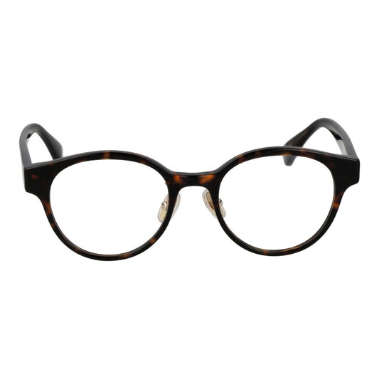 Max Mara Brown Women Glasses Frame with acetate full-rim round style, size 49-19-145, demo lenses included in branded case.