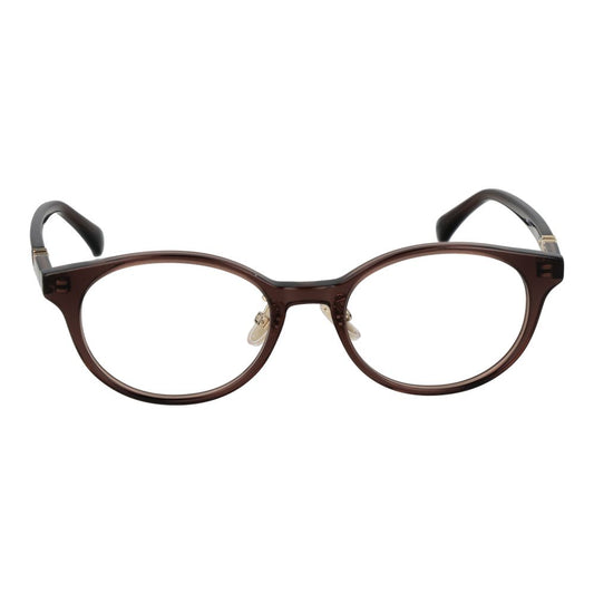 Max Mara Brown Women Glasses Frame with full-rim acetate design, demo lenses, size 49-18-145, oval style, branded case included.