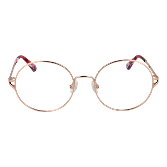 Christian Lacroix Beige Women Glasses Frame, full-rim round metal frame with demo lenses, size 51-18-135, no spring hinge.