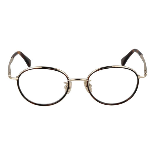 Max Mara Brown Women Glasses Frame, metal full-rim, oval, 48-18-140 size, demo lenses, stylish eyewear.