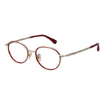Max Mara Red Women Glasses Frame, round full-rim metal, demo lenses, 48-18-140 size, red color, includes branded case.