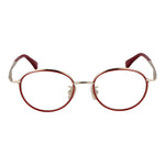 Max Mara Red Women Glasses Frame with full-rim round metal design and demo lenses, featuring a 48-18-140 size and red frame color.