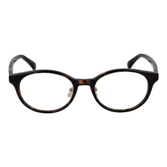 Max Mara Brown Women Glasses Frame in acetate full-rim style with demo lenses, round shape, size 49-18-145, includes branded case.
