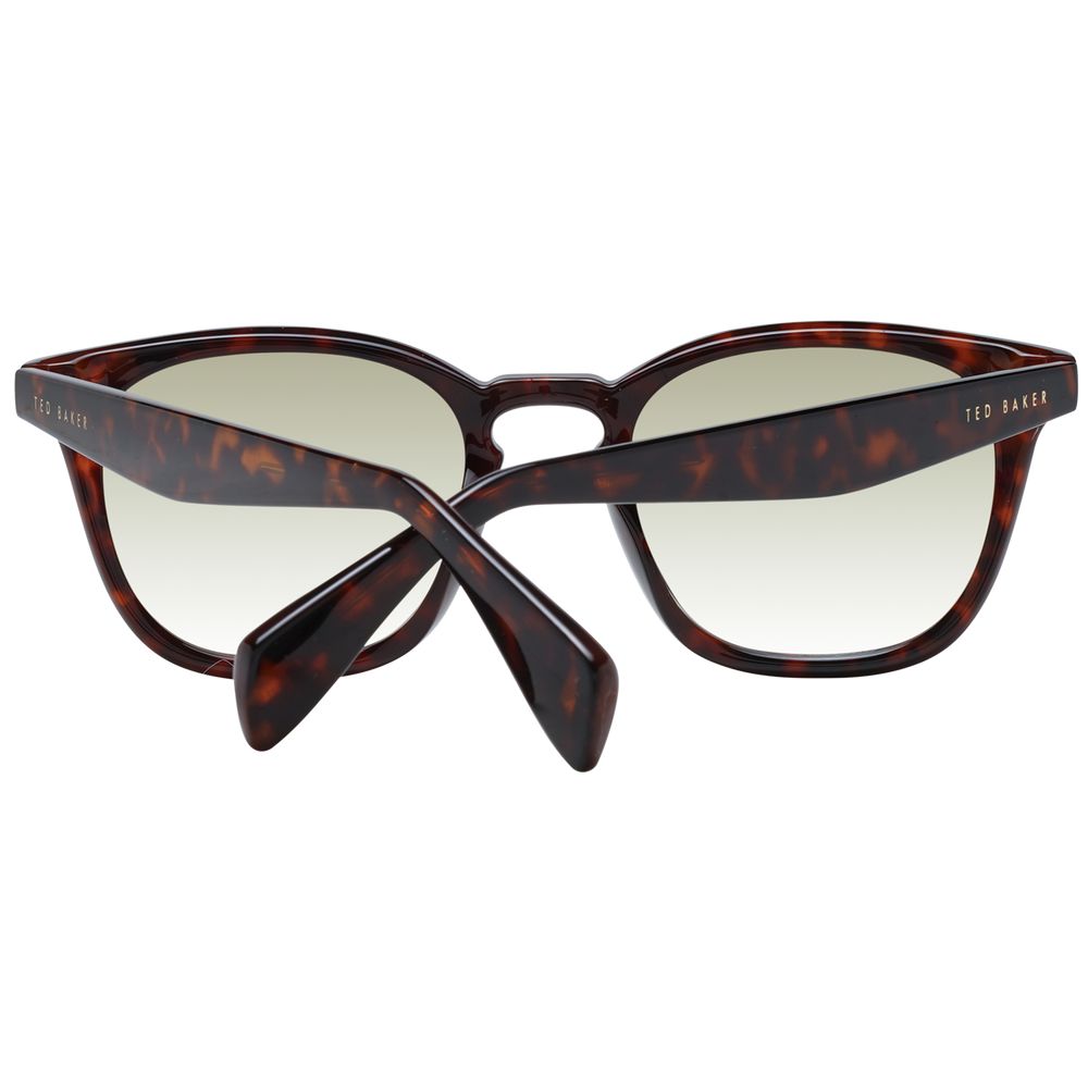 Alt Tag: Ted Baker Brown Men Sunglass with acetate frame, gradient green lenses, full-rim, square style, and UV protection.