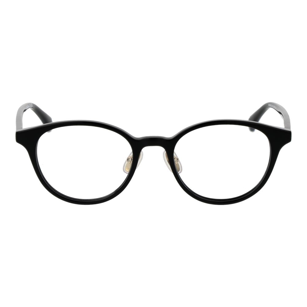 Max Mara Black Women Glasses Frame, black acetate full-rim round style, demo lenses, 49mm width, 135mm frame width.