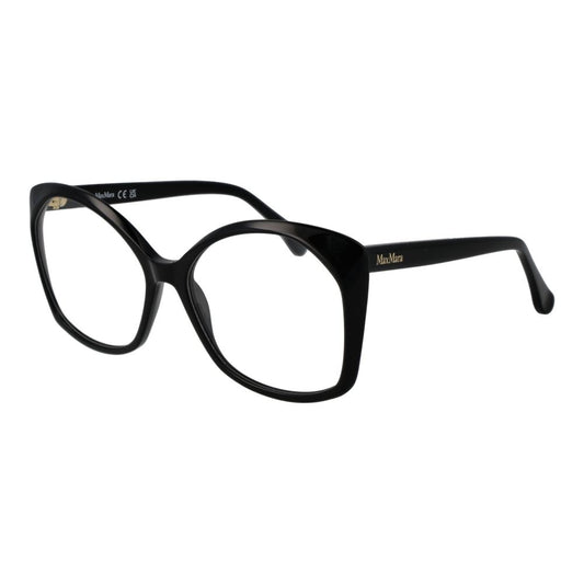 Max Mara Black Women Glasses Frame, full-rim rectangle acetate, 57-16-140 size, with demo lenses, branded case included.