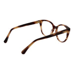 Max Mara Brown Women Glasses Frame, acetate round full-rim design with demo lenses, featuring a stylish tortoiseshell pattern.