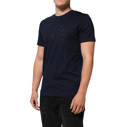 Dolce & Gabbana Dark Blue Cotton DG Logo Print Men’s Top T-shirt