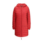 Red Parajumpers Meredith Down Jacket with hood and zip closure, designed for winter warmth and style